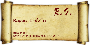 Rapos Irén névjegykártya